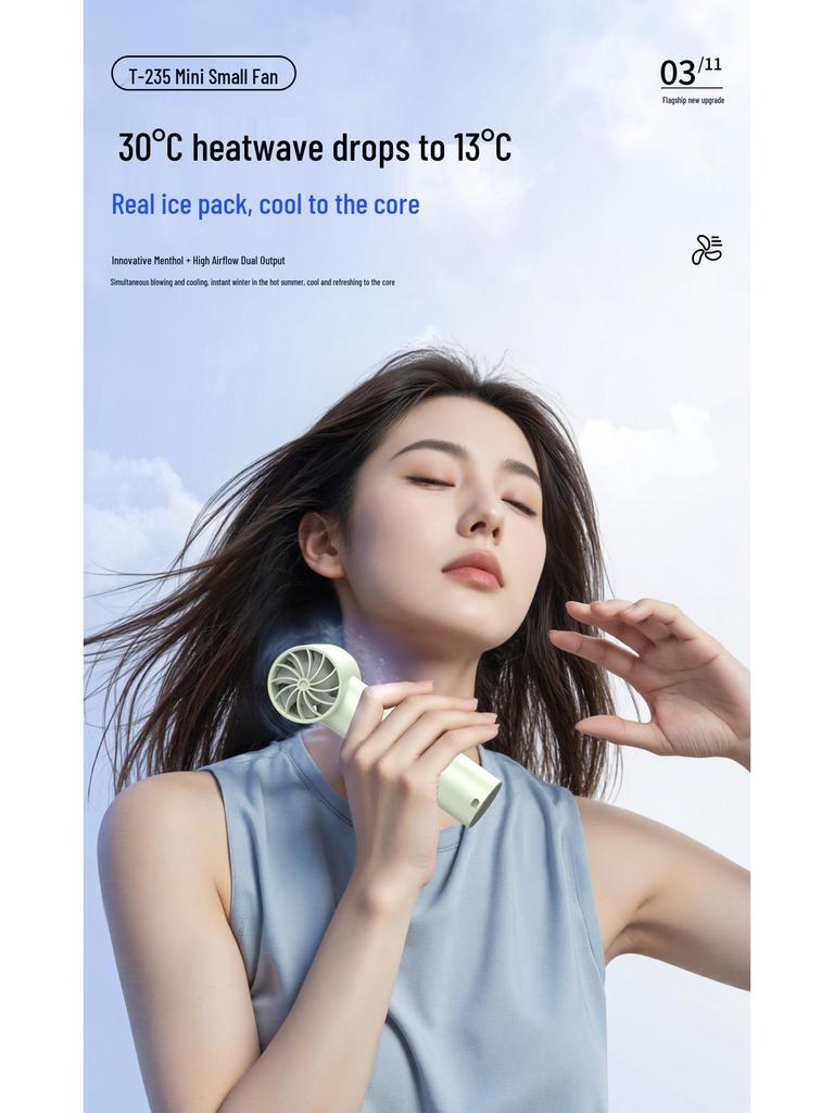 T235 Handheld Mini Fan: Compact, High-Speed Cooling with Strong Wind Turbine Technology