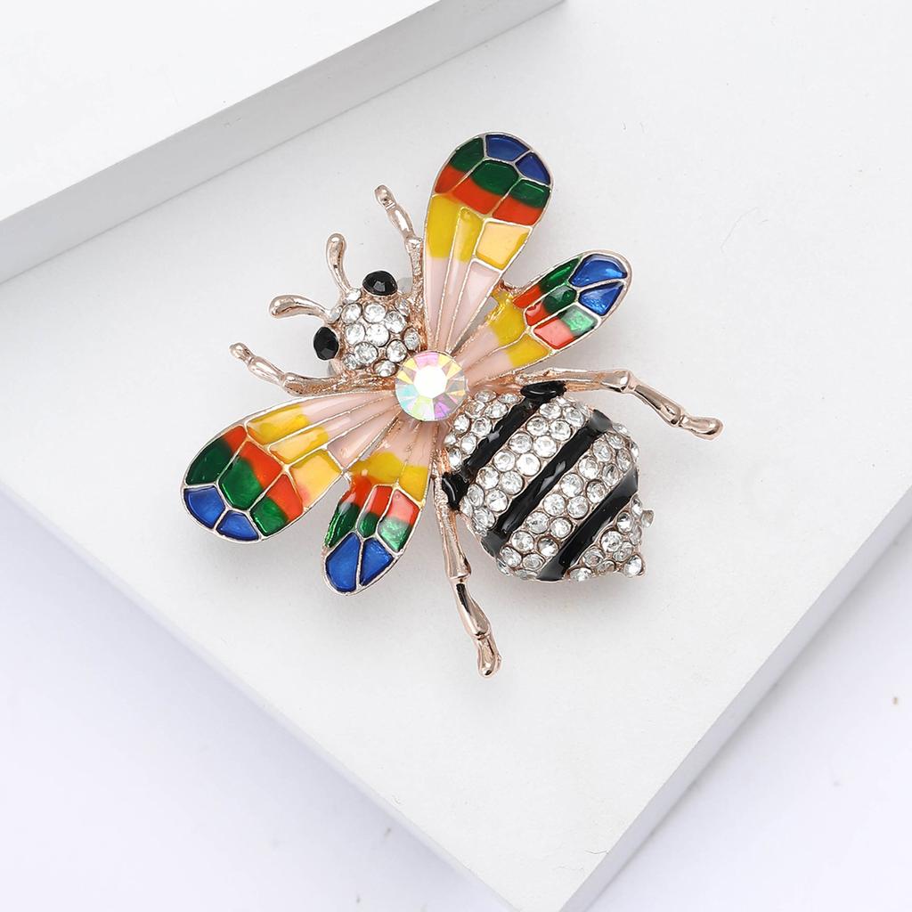 Simple Temperament Alloy Rhinestone Bee Brooch Cartoon Versatile Women'S Sweater Coat Corsage Jewelry Pin