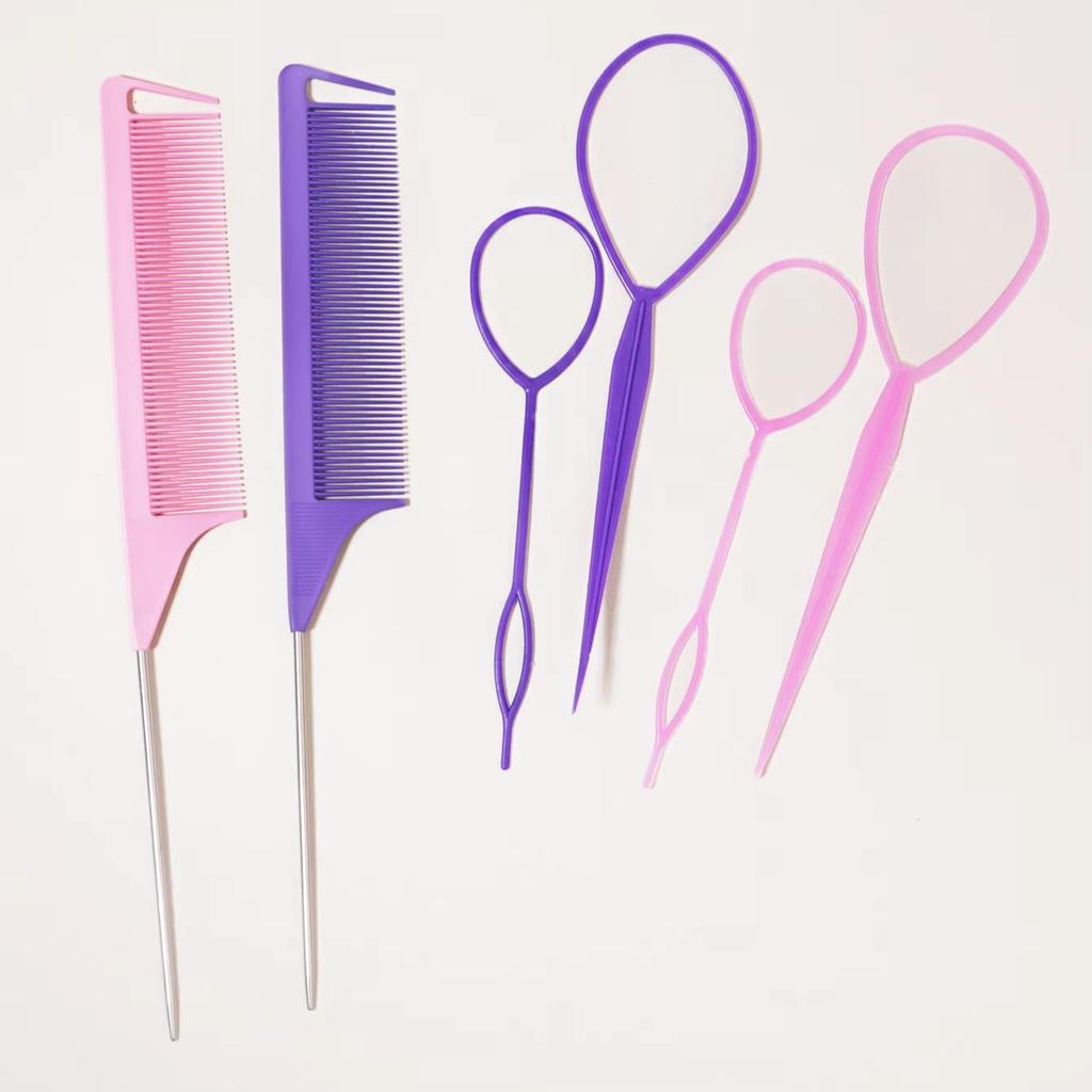 6pcs/set of professional hair styling tools - 2pcs pointed tail combs and 4pcs braiding tools, special for real hair wigs