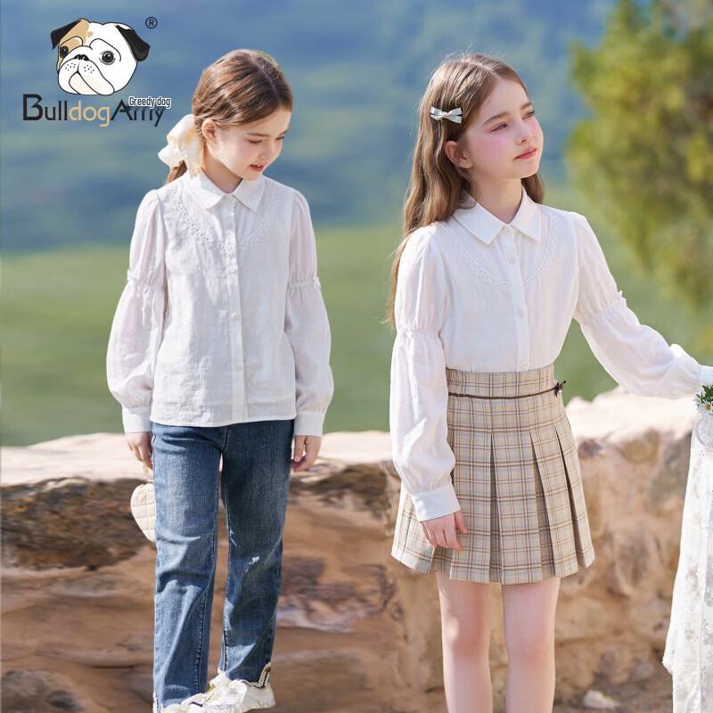 Chanzuigou Girls' Retro Cotton Jacquard Lantern Sleeve Blouse