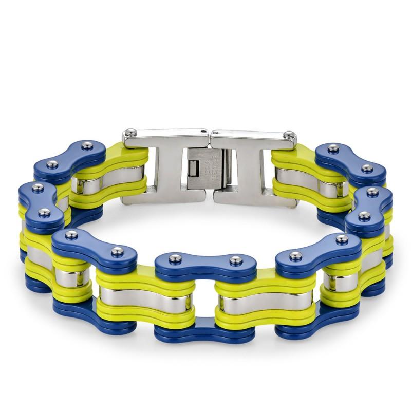 Stainless Steel Biker Bracelet Men - Hip Hop Style Cycling Safety Accessory With Chain Design Geometric