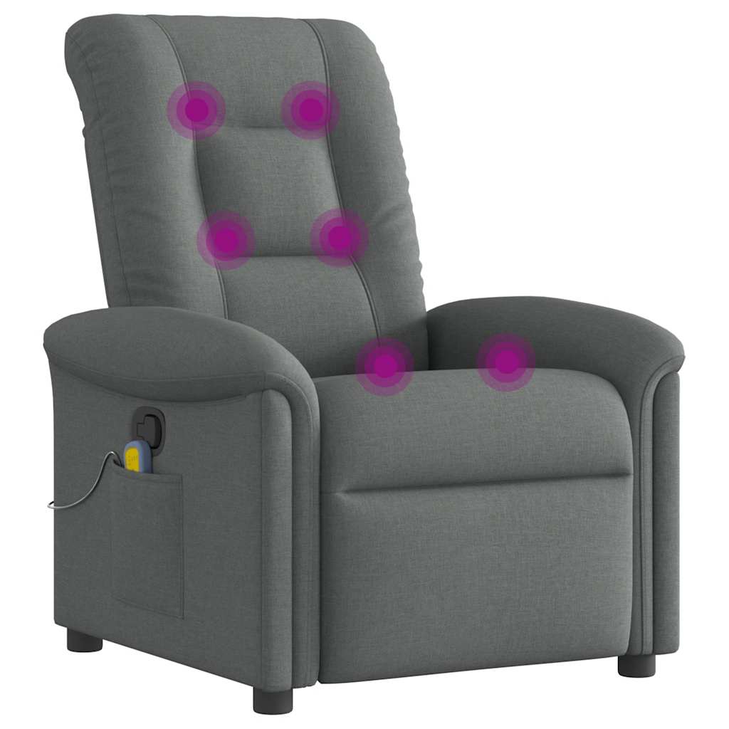 Foldable Massage Armchair, Dark Grey, Fabric Upholstered