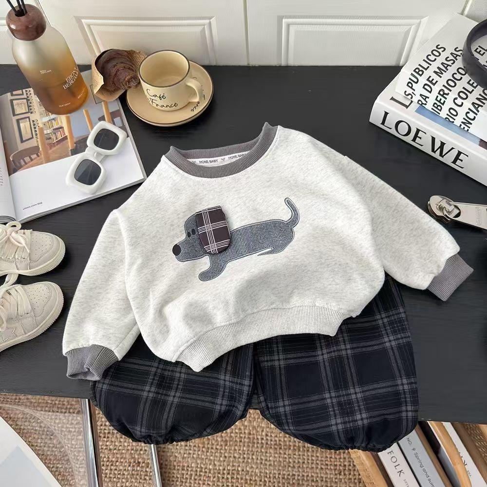 Girls Spring Autumn Sports Set Stylish Hoodie And Plaid Pants Two Piece Outfit For Kids Casual Wear 73cm
