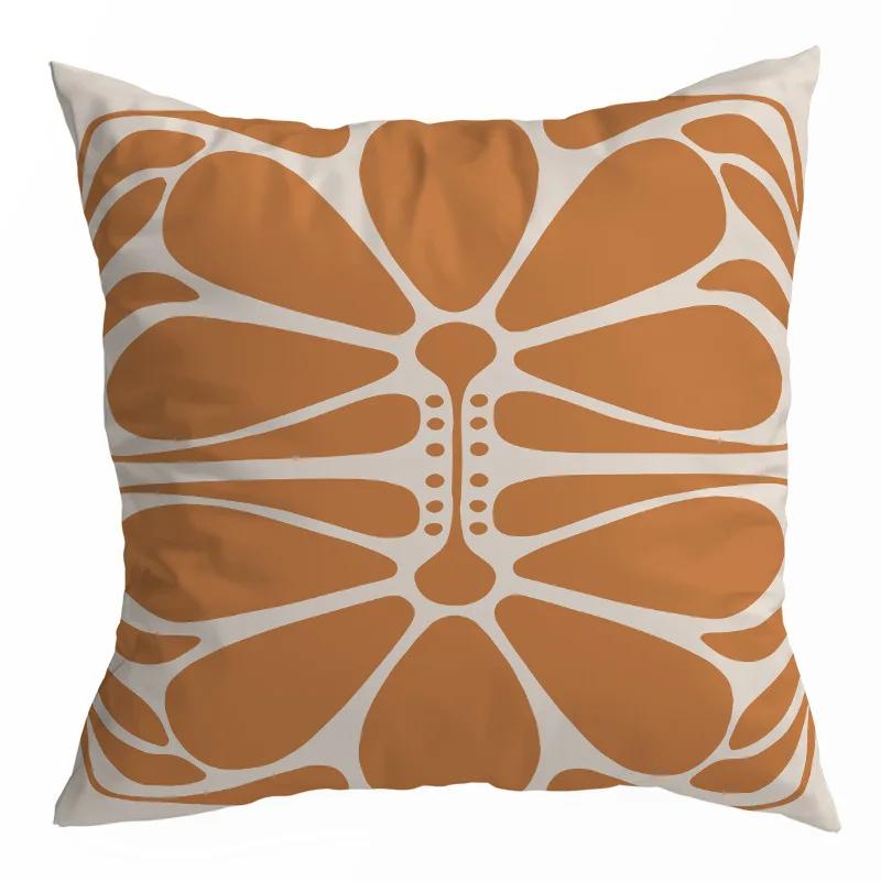 Orange Geometric Abstract Cat Print Pattern Cushion Cover for Home Living Room Sofa Decoration   Pillowcase