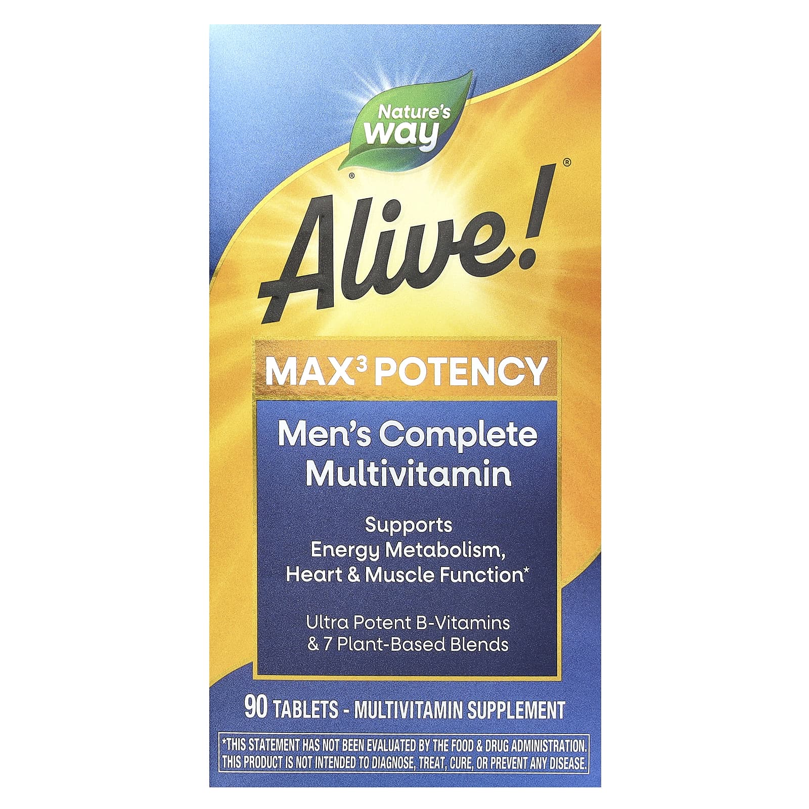 

Nature S Way, Alive!® Max3 Strength, Men s Complete Multivitamin, 90 Tablets