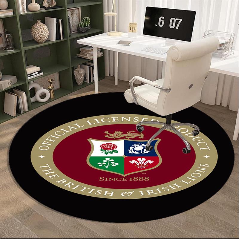 British & Irish Lions Round Rug for Livingroom,Bedroom, Palyroom, Chair Rug, Area Rug, Circle Carpet, Fan Christmas Gift