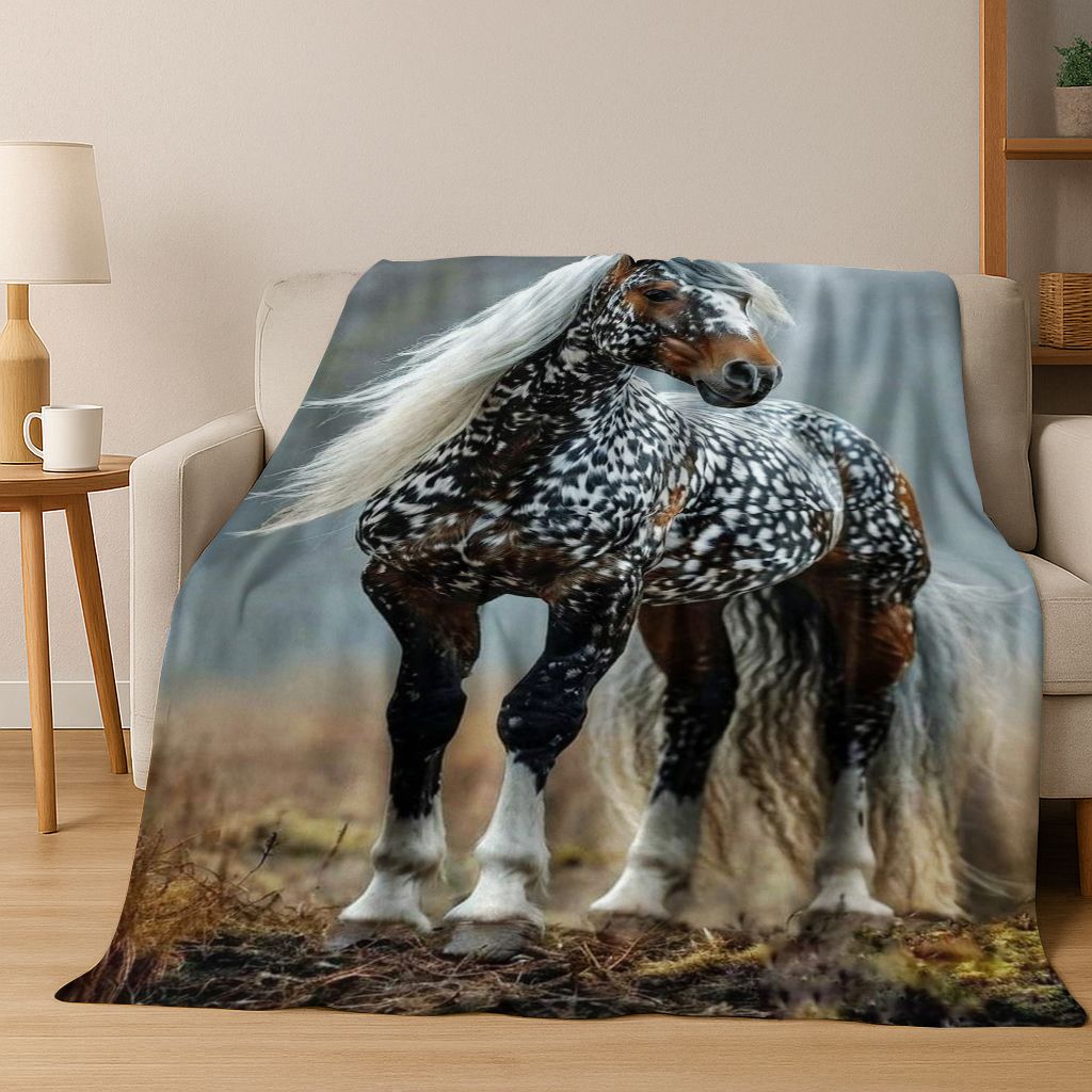 Dream Gallop Steed Kůň Mustang Kreslené Umění Flanelová Přikrývka, Útulná Měkká Dekorační Přikrývka pro Domácí Ložnici Postel Pohovku Kryt Dárek Děti