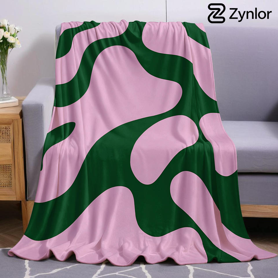 Pink Dark Green Swirl Ultra Soft Sherpa Fleece Blanket Fluffy Warm Halloween Cozy Throw for Sofa Couch Bedroom Gift All Season