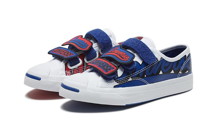 Converse Jack Purcell Low Top Kids' Skateboarding Shoes White Blue Children Aged 3 7 Years Old 366490C