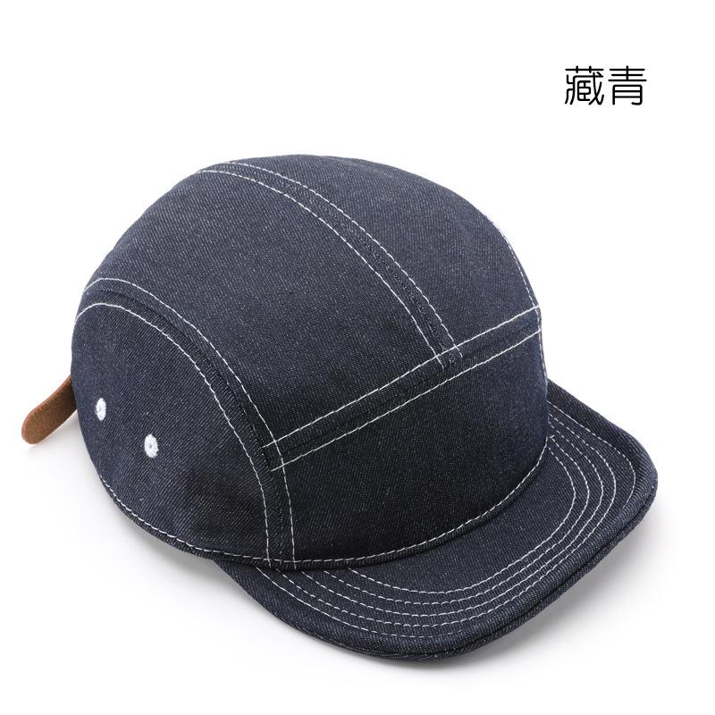 

Spring and Autumn solid color light board short brim washed denim baseball cap outdoor street personality cap темно-синий