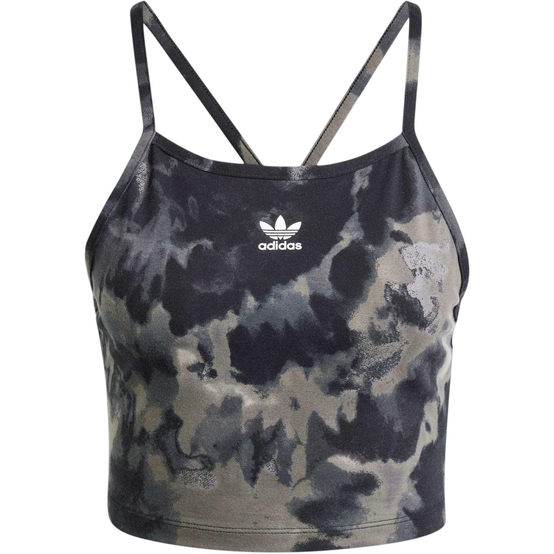 

Adidas Укороченный женский топ с узором «тай-дай», черный, серый IW0837 L