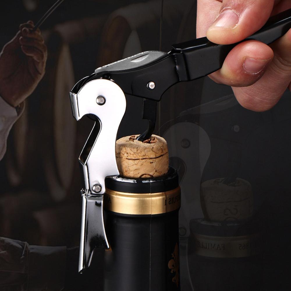 Bottle Opener Multifunctional Seahorse Knife Black Stainless Steel Red Wine Bottle Opener 1pcs Kitchen Restaurant Bar Tools