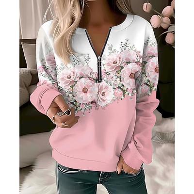 Women's Hoodies Women Fashion Floral Hoodies Flower Painting Sweatshirt Zip Up Hoodie Oversized Sudaderas Harajuku Coats Elegant