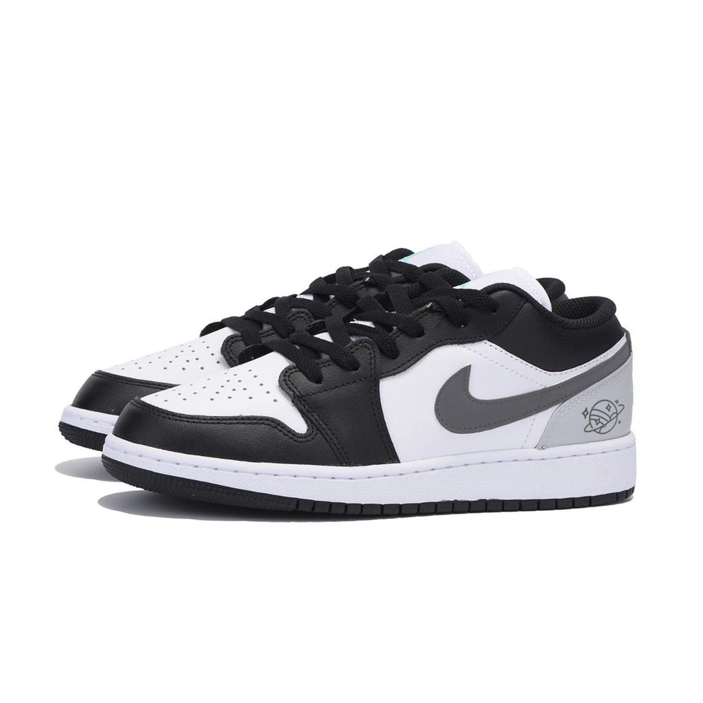 Jordan Air Jordan 1 Slip Resistant Abrasion Resistant Low top Vintage Basketball Shoes Men's Black Gray 553558-131(Team85-)