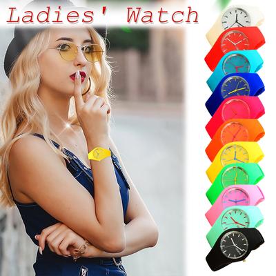 Damen-Armbanduhr mit einfarbigem Muster, Silikonarmband, modische Damenuhren, lässig