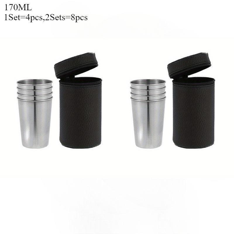 8 Stück/2 Sets Edelstahl-Schnapsgläser mit Aufbewahrungstasche 30ml 70ml 170ml Mini Tragbare Weinbecher für Bar Reisen 5