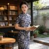 Vintage cheongsam summer new elegant Chinese style buckle daily improvement mother dress 118111
