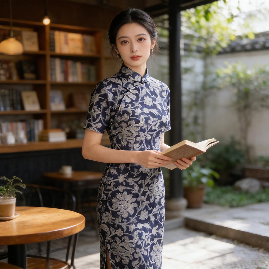 Vintage cheongsam summer new elegant Chinese style buckle daily improvement mother dress 118111