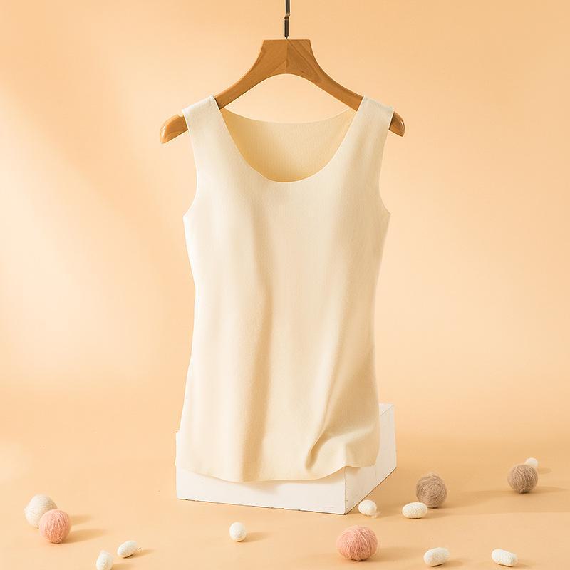 

Женский бесшовный теплый жилет с нагрудными накладками и утолщенным бархатом для осени и зимы XL слоновая кость