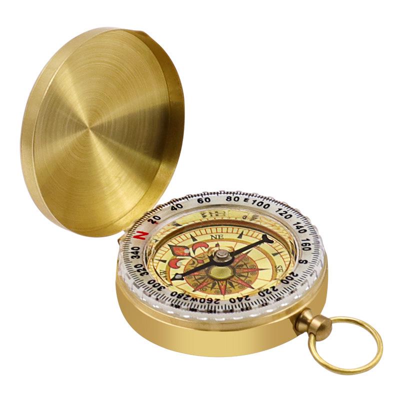 Compact Brass Flip-Top Compass with Luminous Dial for Outdoor Travel