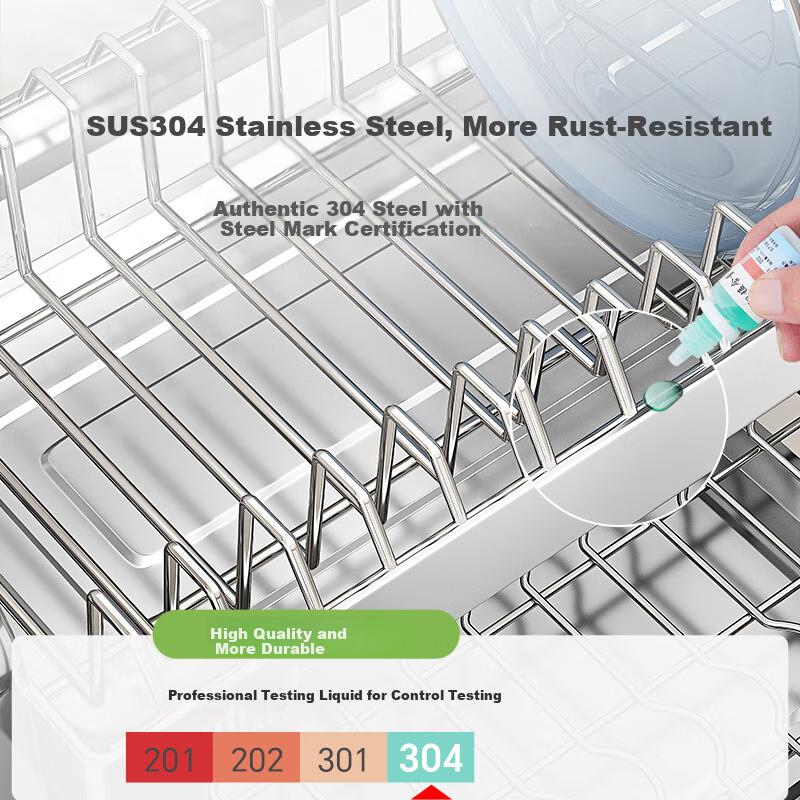 Shuaishi Kitchen Dish Storage Rack, 304 Stainless Steel Bowl Holder, Draining Dish Rack, Utensil Organizer Box