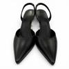 Great FENDI Pumps FIRST F-design Heel Slingback Leather Shoes Black Women 36 Used