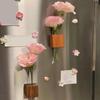 Wooden Refrigerator Magnet with Test Tube Mini Vase Flowers Plants Holder Fridge Magnet Home Office Kitchen Locker