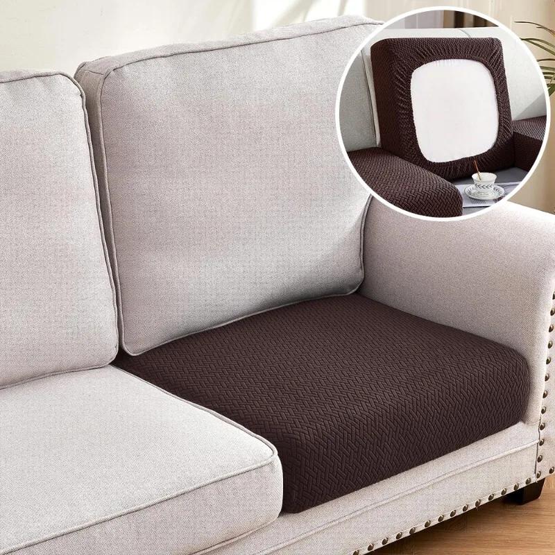 

Jacquard Luxury Sofa Covers Elastic Sectional Sofa Seat Case Solid Colors Couch Covers For Sofas Living Room Chaise Lounge Pets Normal Size (S)-1pc
