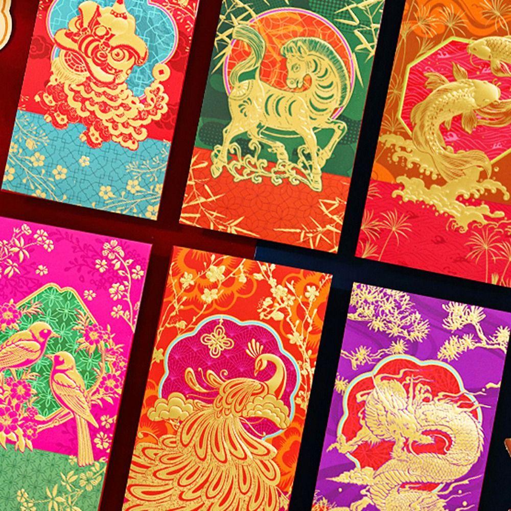 6pcs Thickened Red Envelope Chinese Style Money Envelopes Festive Accessory Money Bag  Gift