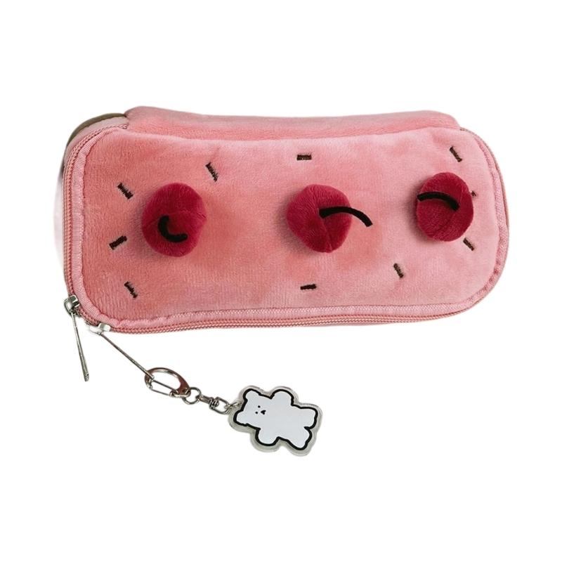 Cartoon Fruit Cake Pencil Bag Large Capacity Pencil Case Zippered Pencil Pouches Travel Cosmetic Bag For Student Artist