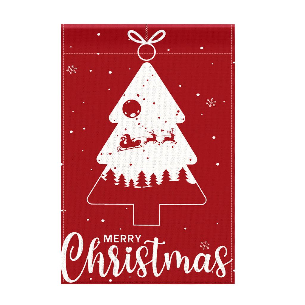 Red white Christmas treeGarden Flag 12x18 Inch Double Sided for Courtyard Outdoor Welcome Flag Decoration (Excluding flagpole)