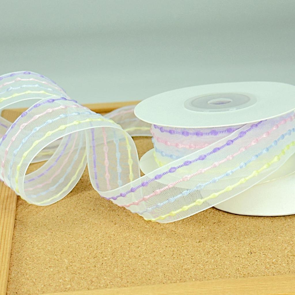 Spring Macaron Organza Ribbon - Semi-transparent Silk for Gift Wrapping, Floral Décor, and Baking Decoration