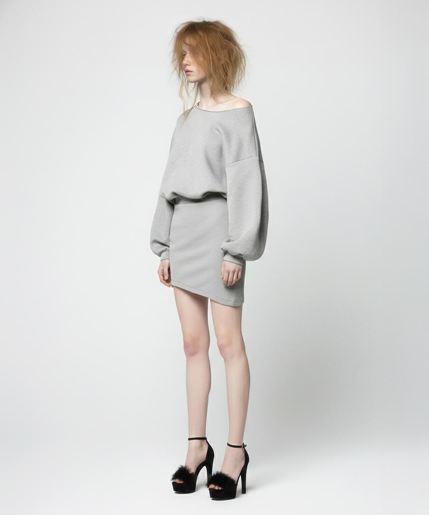 Milkeuaeswiaendeudolseu Asymmetric Sweat Mini Dress - Melange