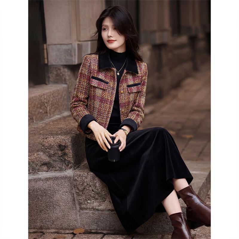 Elegant Thickened Tweed Skirt Suit