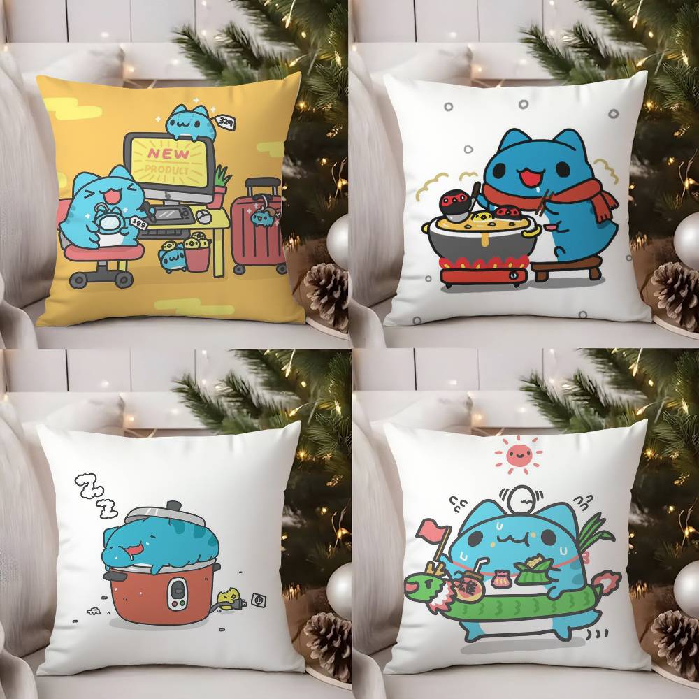 Pillow Case B-Bugcat C-Capoo Home Dorm Chair Back Short Plush Double-Sided Printing Office Nap Time Cushion Cover