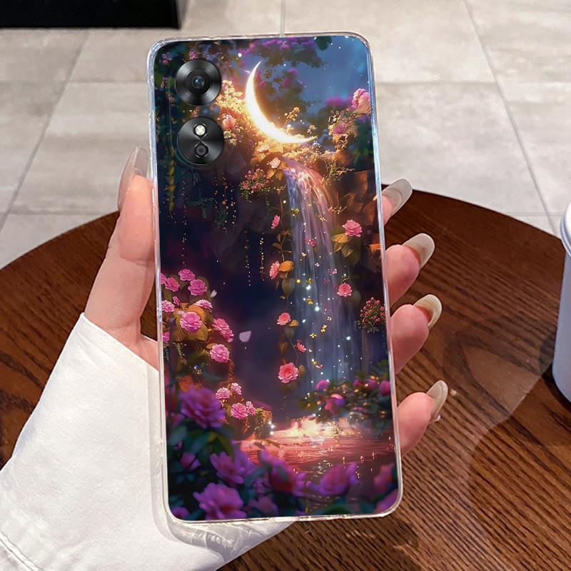 For Oppo A17 CPH2477 Back Cover Oppo A17K CPH2471 Case Clear Luxury Cute Cartoon Love Rabbit Funny Soft TPU Silicone Phone Case