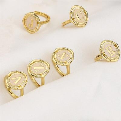 HECHENG, A-Z Letter Enamel Rings For Women, Couple Alphabet Name Initials Ring Adjustable Opening Finger Jewelry Free Shipping