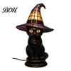 Witchy Home Decor Witch Hat Lamp, Stained LED Light, Halloween Table Lamp with Warm Glow, Gothic Vintage Style Night Light for Bedroom Mantel