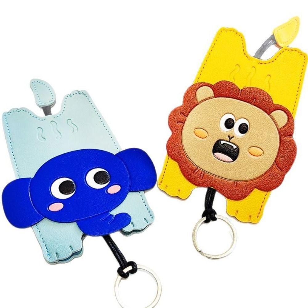 Protective Leather Keychain Anti-lost Lion Key Rings Cute Cartoon Key Holder  Gifts