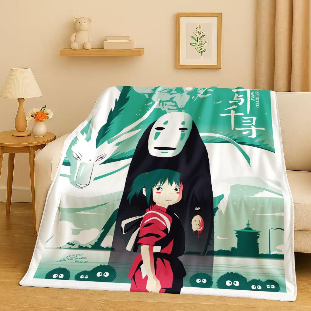 3D Retro Cartoon Spirited Away No Face Man Flannel Blanket,Ultra Soft Warm Plush Throw for Home Bedroom Bed Sofa Cover Kid Gift