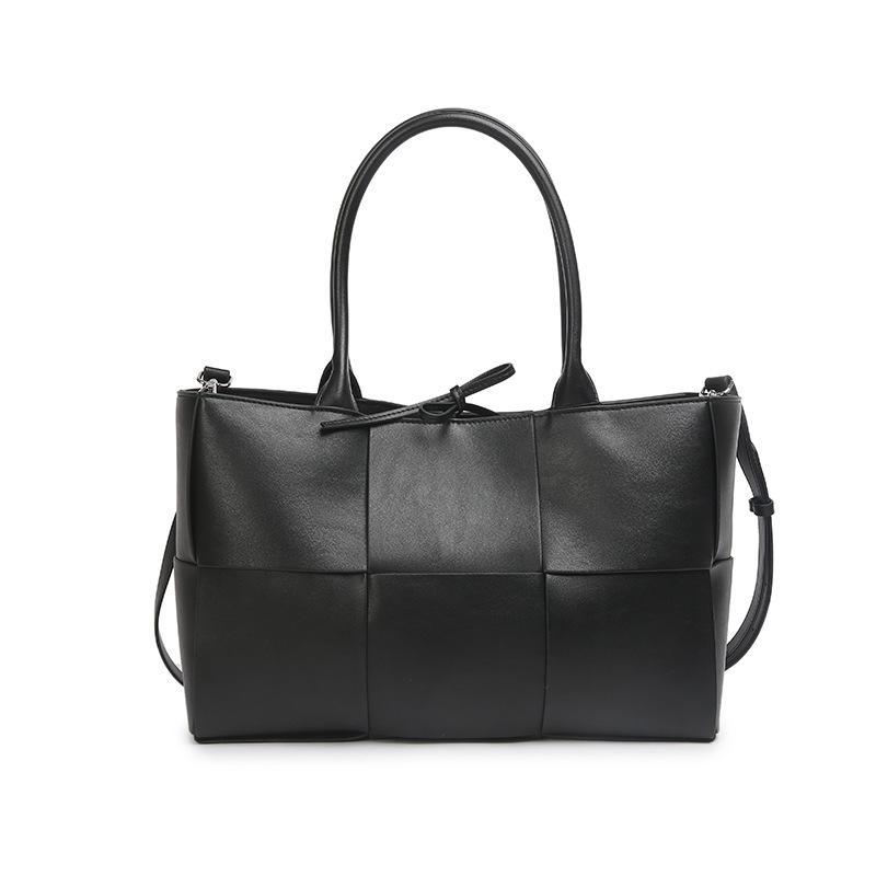 

Сумка-тоут для поездок на работу, ощущение высокого класса, плетеная сумка, модная ручная сумка из натуральной кожи для женщин чёрный