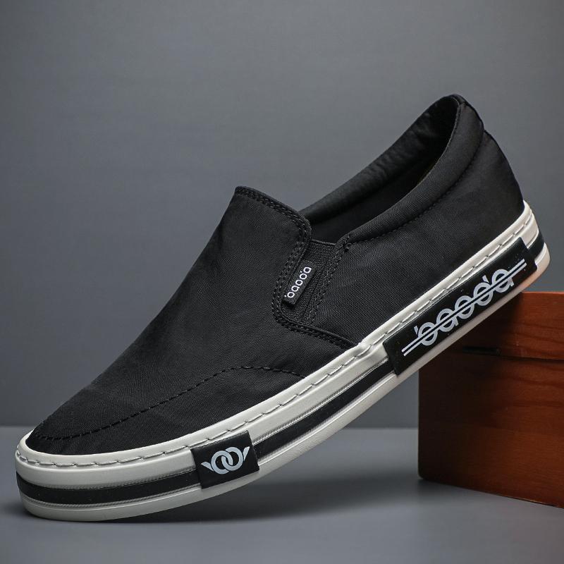 

Fashion New Canvas Shoes for Men Casual Wear Resistant Breathable Trendy Men s Sneakers Men Lace-Up Flats Zapatillas De Deporte BD24033 38 чёрный