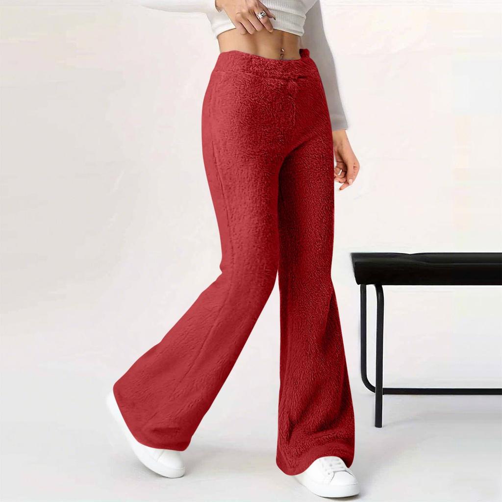 2025 Women's Wide-Leg Warm Plush Elastic Waist Pants