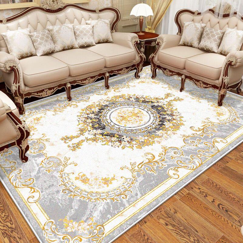 Golden Carpet for Living Room European Luxury Home Decor Rugs Bedroom Bedside Rug Non-slip Washable Lounge Sofa Coffee Table Mat