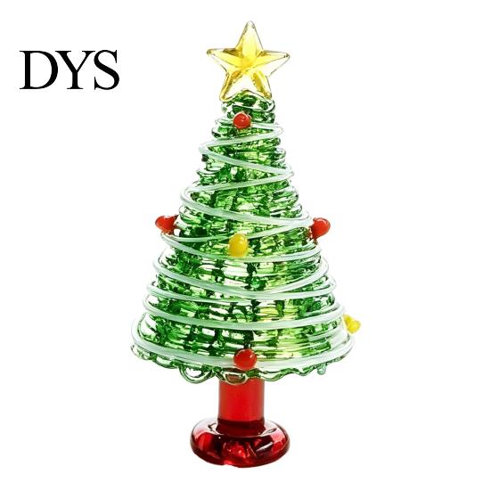 Desktop Festive Art Craft Glazed Christmas Tree Figurine, Colorful Miniature Xmas Decor, Handcrafted Small Decorative for Windowsill Glass Table
