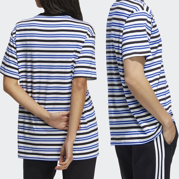 Adidas Neo Contrast Stripe Sports T-Shirt Couples Edition Unisex Tops Blue HC9682
