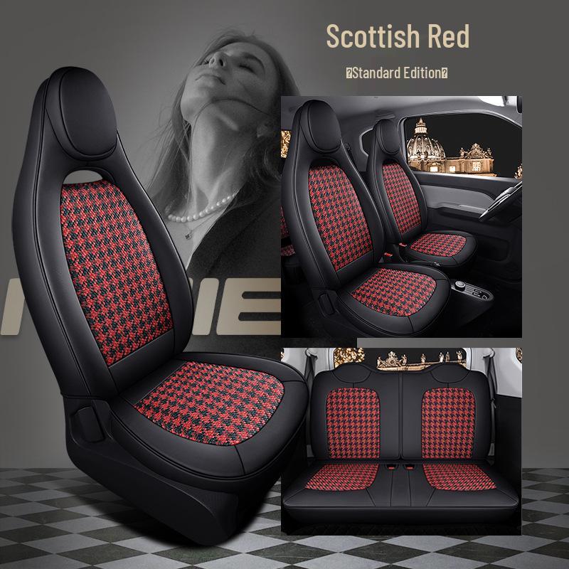 Husă Scaun ST Houndstooth pentru Wuling Hongguang MiniEV - Învelire Completă, Pernă pentru Toate Sezoanele