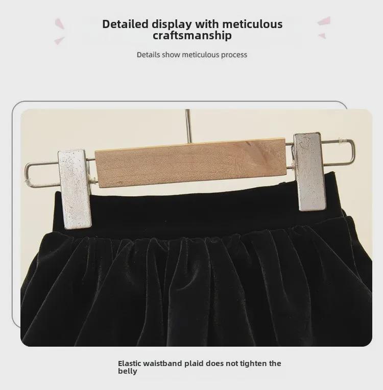 Velvet High-Waist A-Line Skirt for Women & Girls - Autumn/Winter Collection