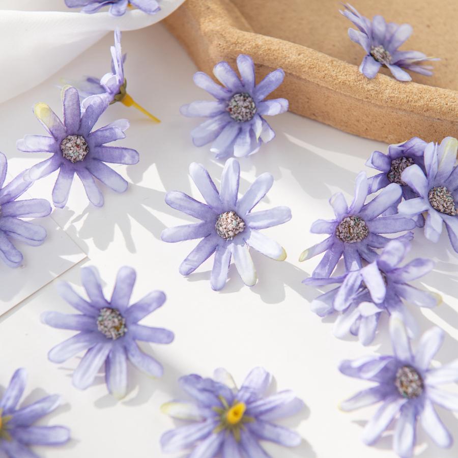 100Pcs 4Cm Fake Silk Daisy Head Wedding Party Christmas Crafts Wreath Home Decoration Diy Candy Box Scrapbook Artificial Flowers