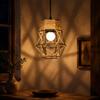 Handwoven Pendant Lamp Shade Rustic Style Decorative Light Fixture Cover with Metal Frame and Natural Fiber Weaving for Home Lighting